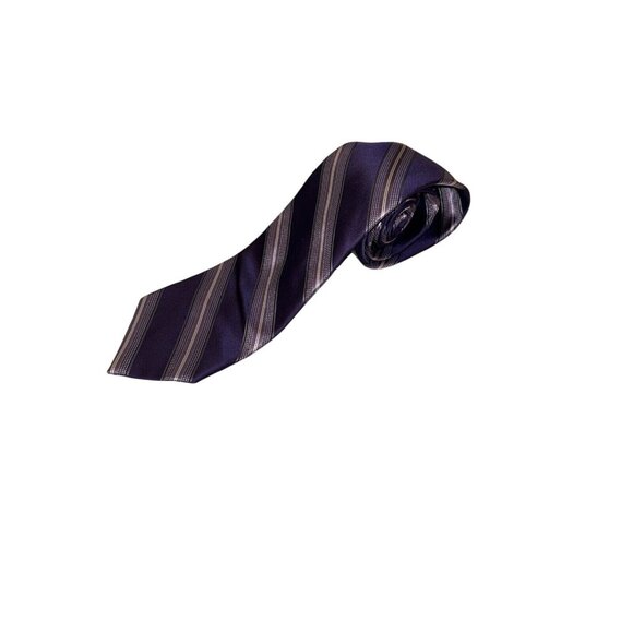 Michael Kors‎ Purple Gray Striped Woven Silk Tie Men’s - Picture 1 of 7
